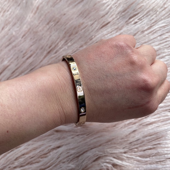 Rose Gold & Rhinestone Bangle Fashion Jewelry - Picture 6 of 7